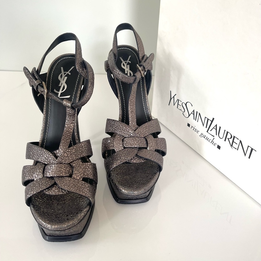 AUTHENTIC YSL METALIC TRIBUTE HEELS